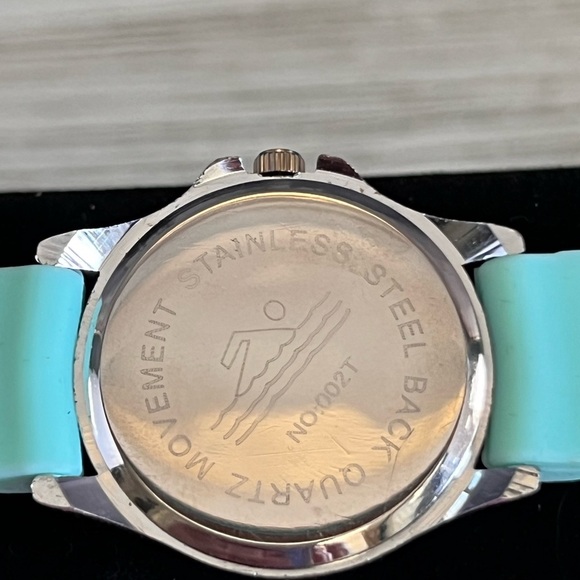 Geneva Silver Watch with Aqua Band - Picture 3 of 4